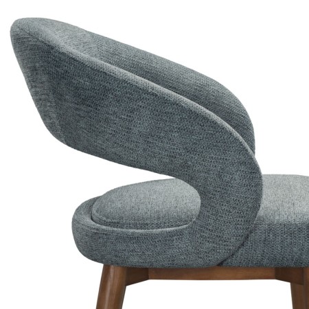 chaise EVA bois tissu bleu zoom profil