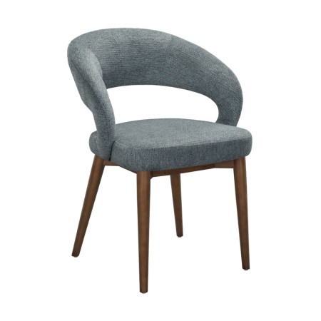 chaise EVA bois tissu bleu 3/4