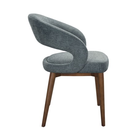 chaise EVA bois tissu bleu coté