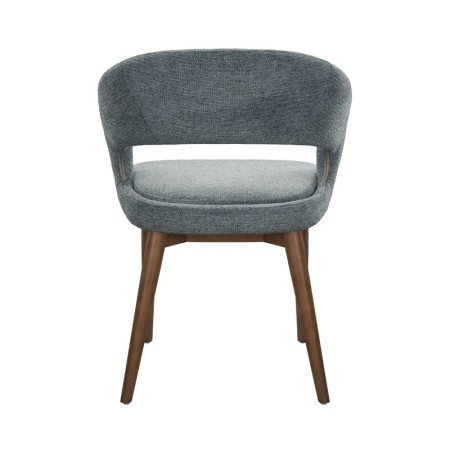chaise EVA bois tissu bleu dos