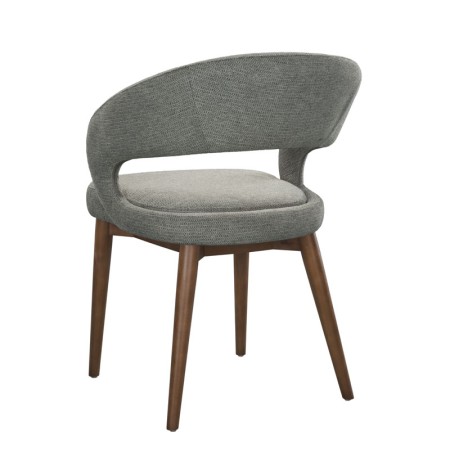 chaise EVA bois tissu gris dos 3/4
