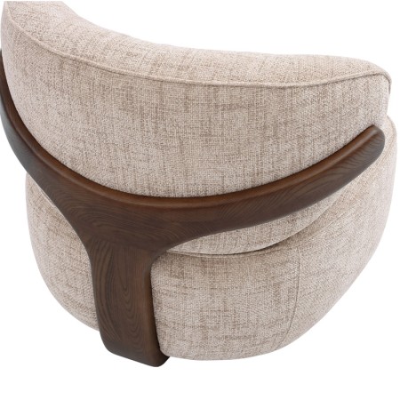 Fauteuil BOREAL Tissu beige structure bois vue 3/4 haute dos
