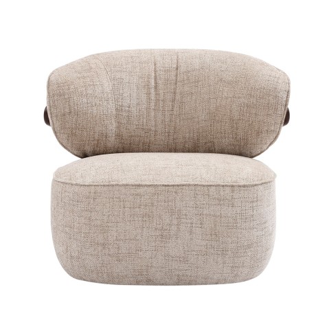 Fauteuil BOREAL Tissu beige structure bois vue face