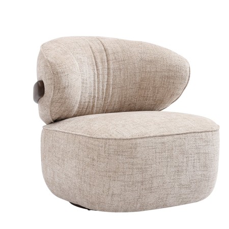 Fauteuil BOREAL Tissu beige structure bois vue 3/4