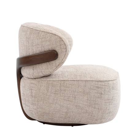 Fauteuil BOREAL Tissu beige structure bois vue cote