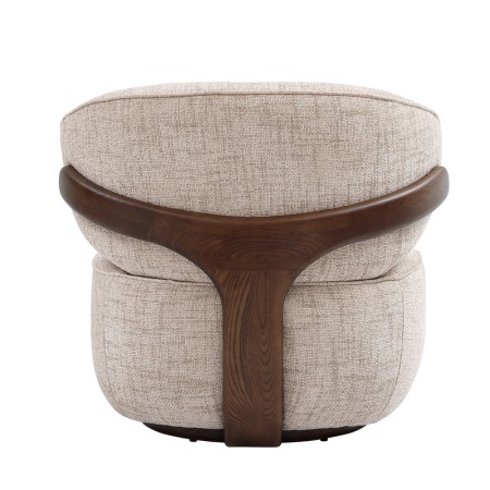 Fauteuil BOREAL Tissu beige structure bois vue dos