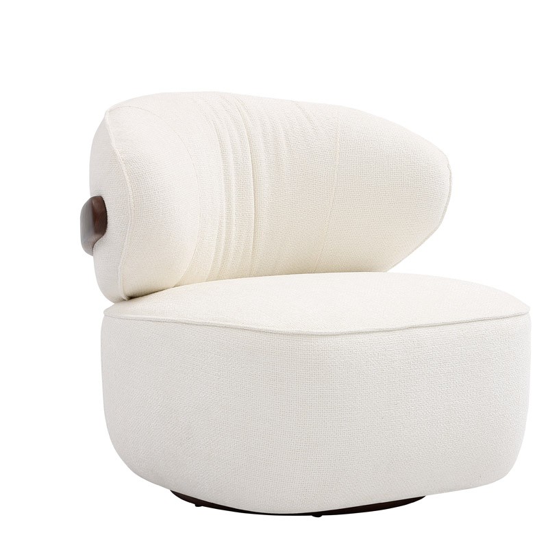 Fauteuil BOREAL Tissu Blanc structure bois vue 3/4