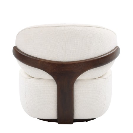 Fauteuil BOREAL Tissu Blanc structure bois vue dos