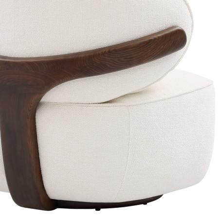 Fauteuil BOREAL Tissu Blanc zoom structure bois vue 3/4