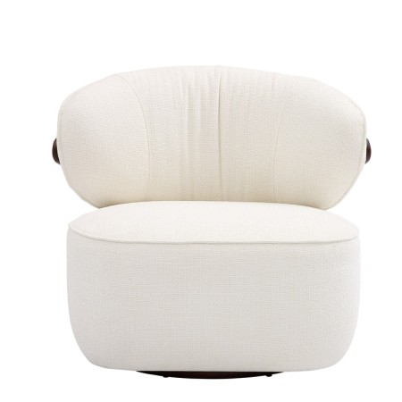 Fauteuil BOREAL Tissu Blanc structure bois vue face