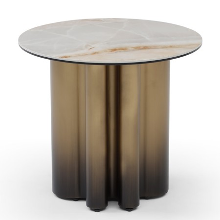 coin canapé ONDE pied bronze céramique pierre wave vue face