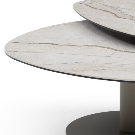 Table Basse OPALINE 1 pletau pivotant zoom bord céramique coastal grey